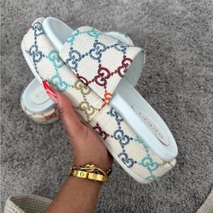 Women's GG Multicolor Platform Slide Sandals